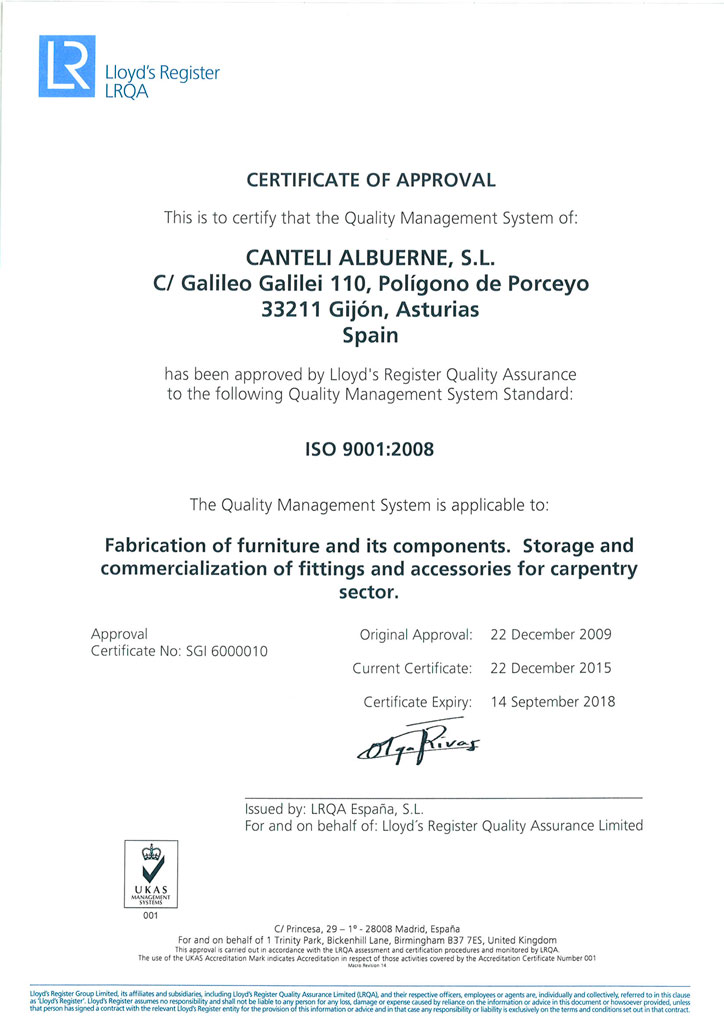 ISO comercial casamonte certificacion