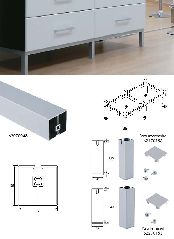 Estructura aluminio para muebles